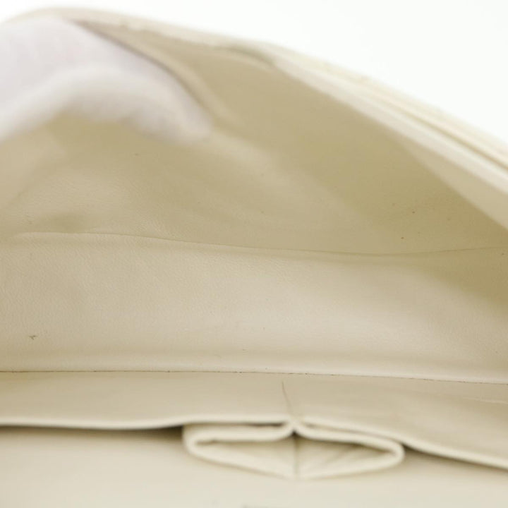 Chanel Matelasse Double New Chain Shoulder Bag Caviar Skin White CC Auth knn085