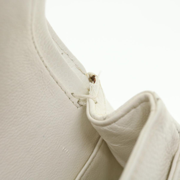 Top Quality Chanel Matelasse Double New Chain Shoulder Bag Caviar Skin White CC Auth knn085