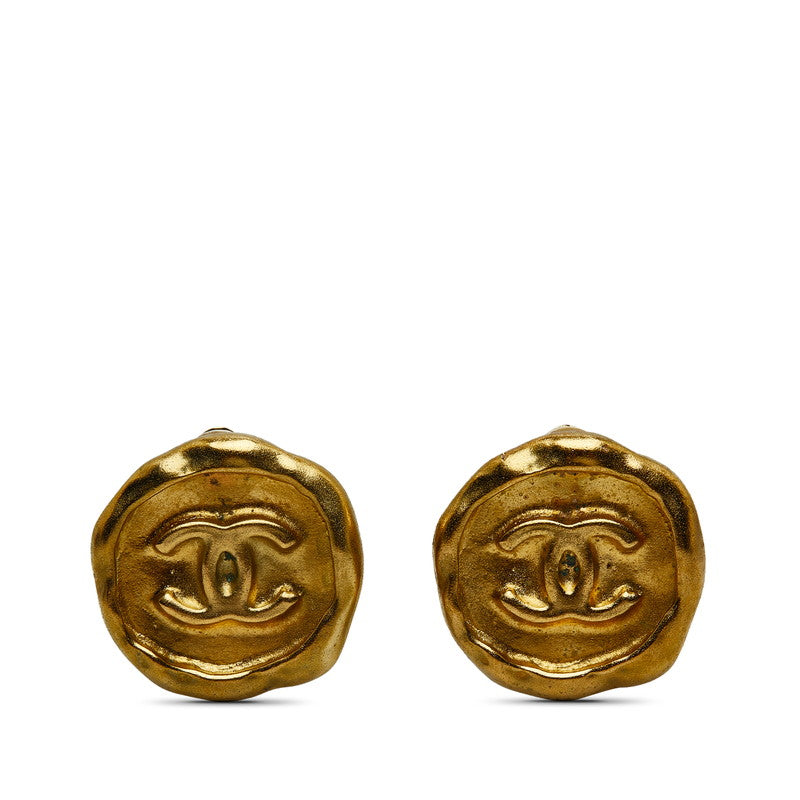 Top Quality Chanel Vintage Coco Mark Earrings Gold Plated Women's
