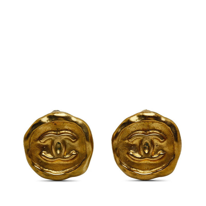 Top Quality Chanel Vintage Coco Mark Earrings Gold Plated Women's