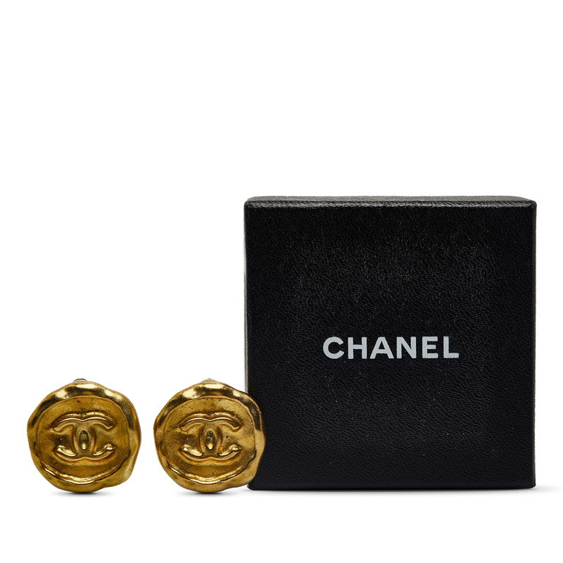 Top Quality Chanel Vintage Coco Mark Earrings Gold Plated Women's