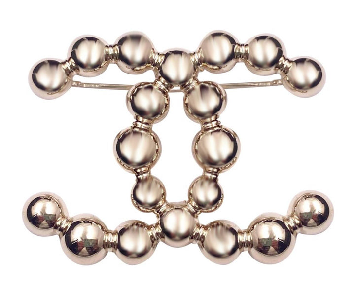Chanel Brand New Light Gold CC Bead Brooch
