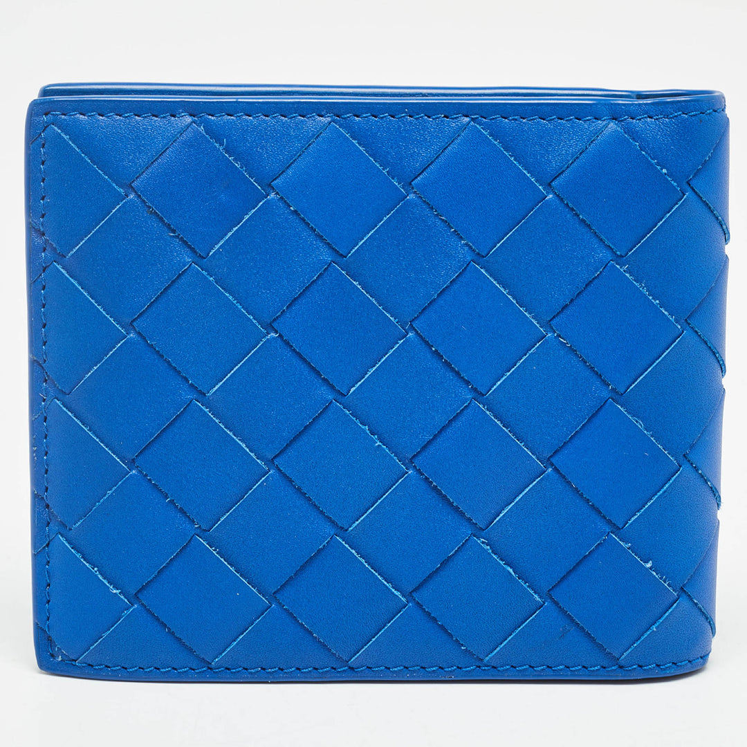 Bottega veneta Blue Intrecciato Leather Bifold Wallet