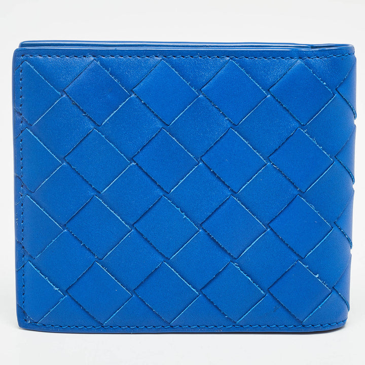 Bottega veneta Blue Intrecciato Leather Bifold Wallet