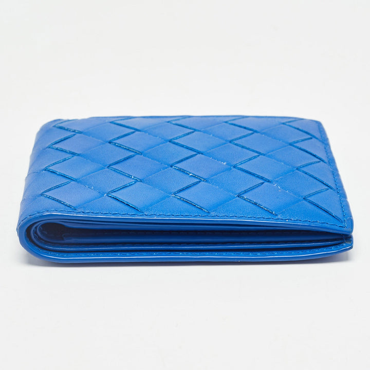 Bottega veneta Blue Intrecciato Leather Bifold Wallet