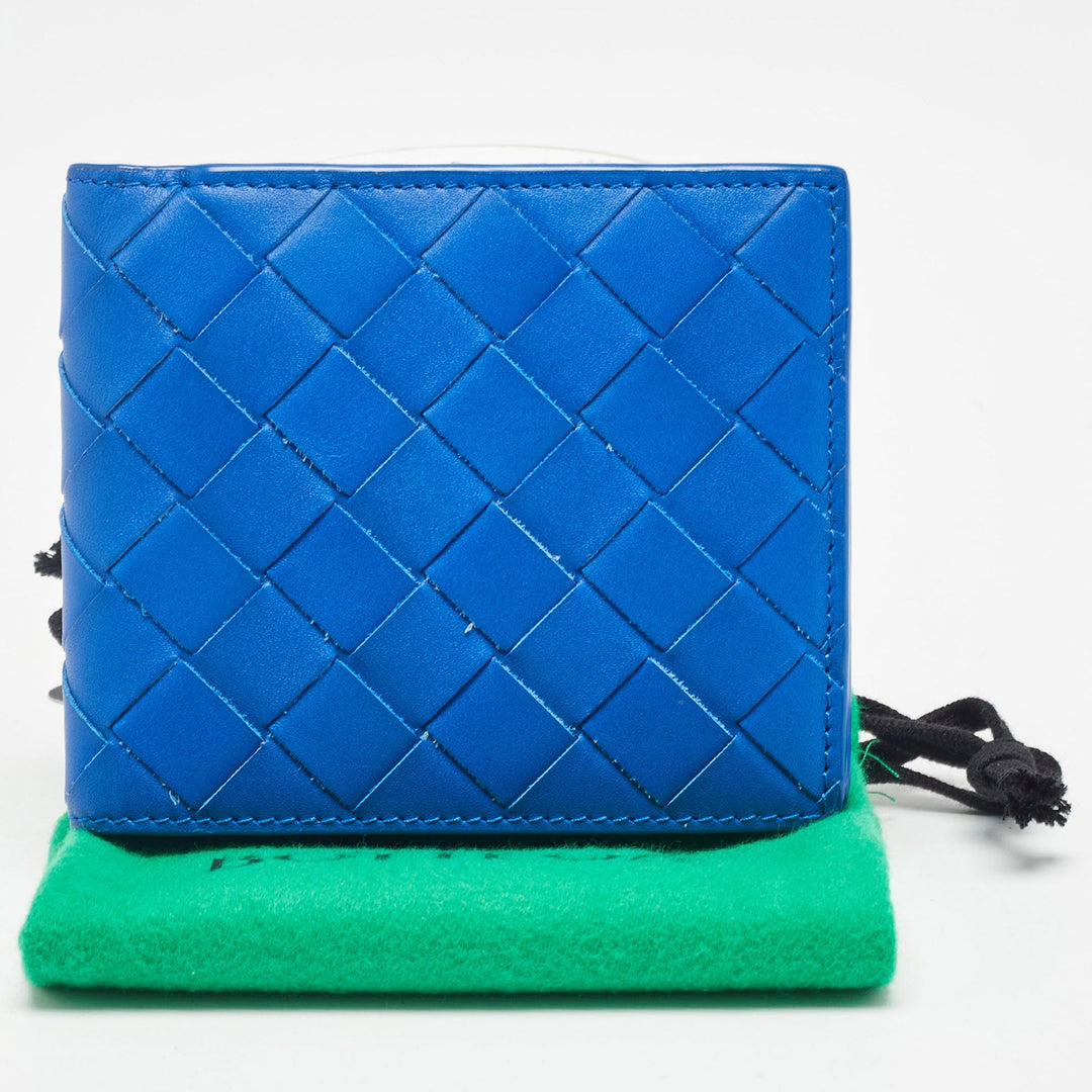 Bottega veneta Blue Intrecciato Leather Bifold Wallet