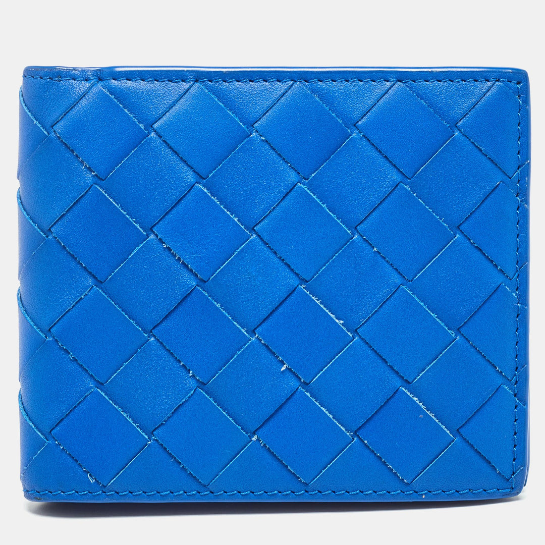 Bottega veneta Blue Intrecciato Leather Bifold Wallet