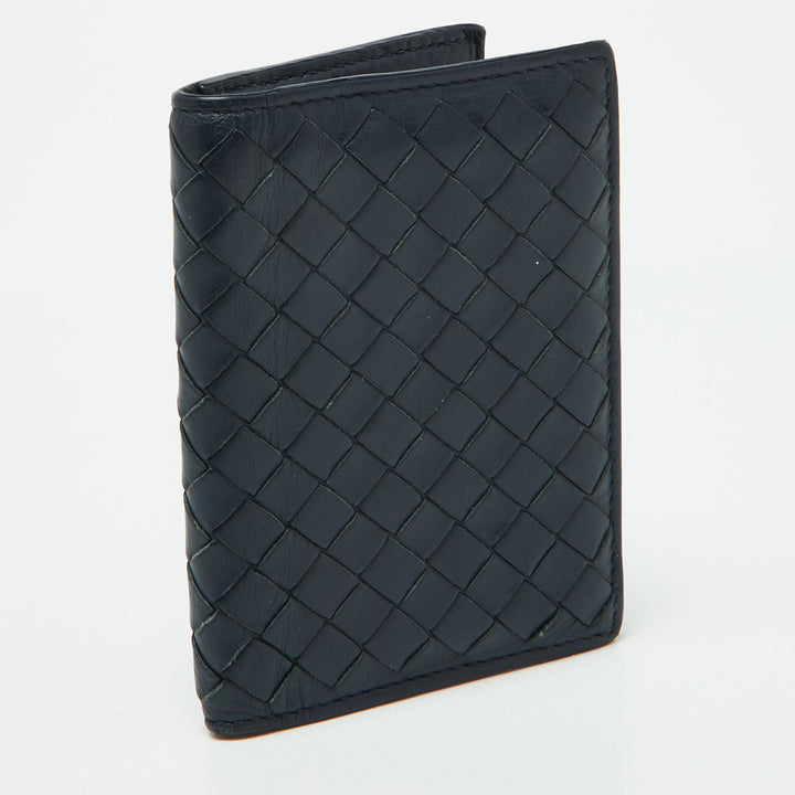 Bottega veneta Blue Intrecciato Leather Card Case