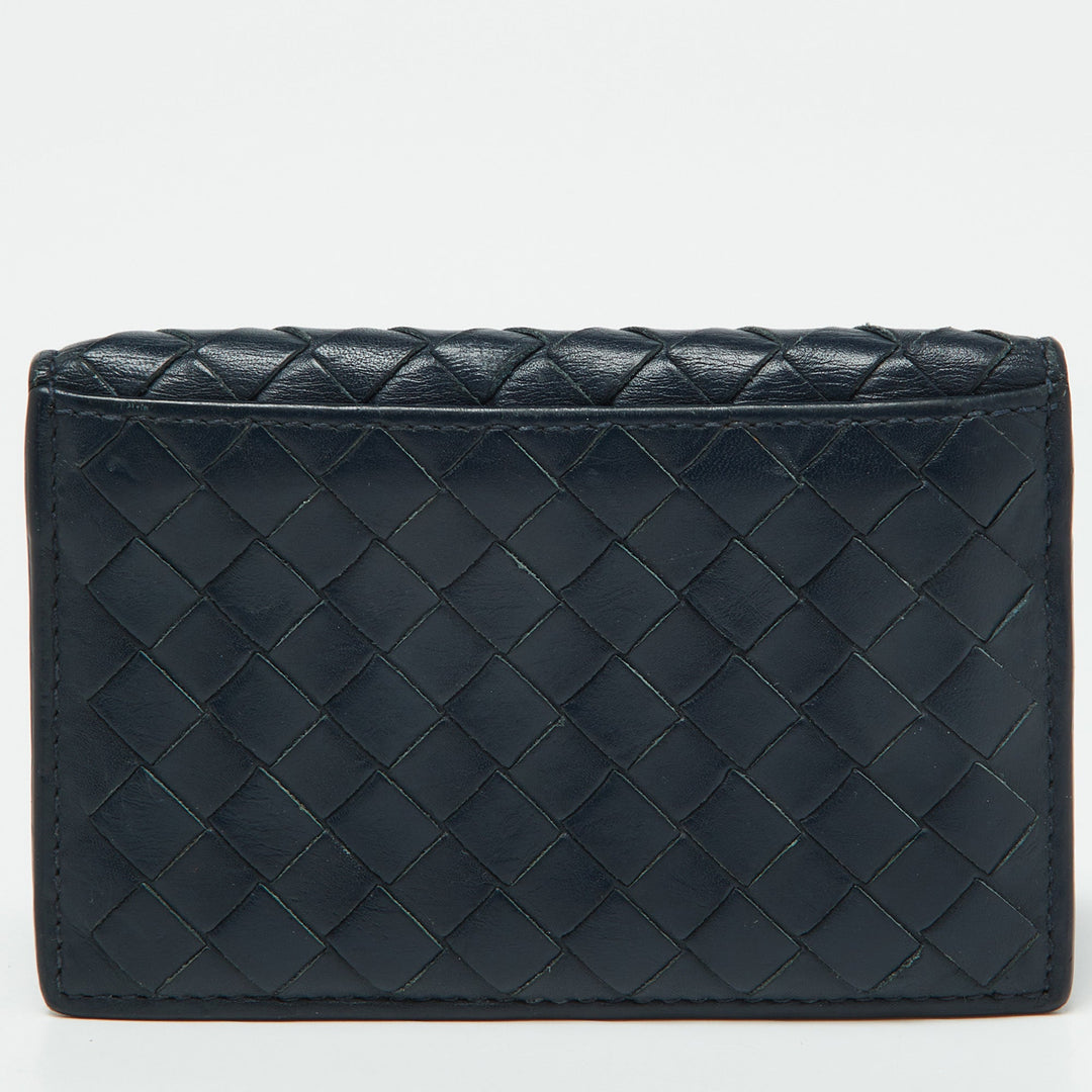 Bottega veneta Blue Intrecciato Leather Card Case