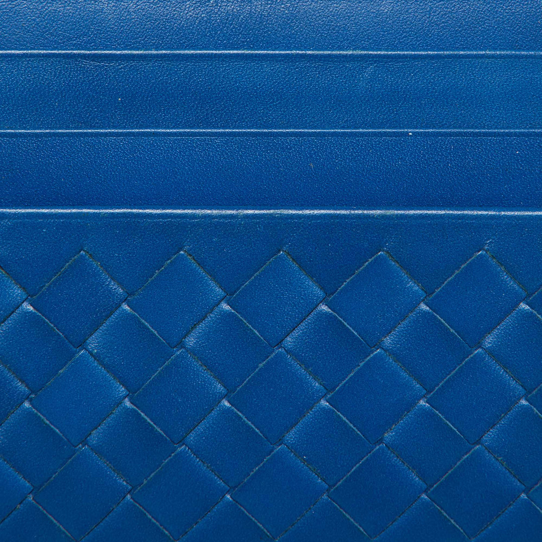 Bottega veneta Blue Intrecciato Leather Card Holder