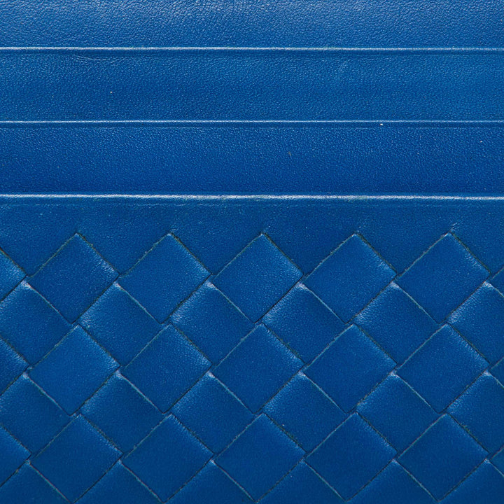 Bottega veneta Blue Intrecciato Leather Card Holder
