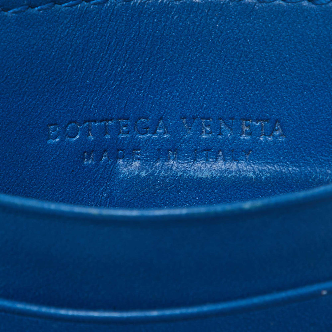 Bottega veneta Blue Intrecciato Leather Card Holder