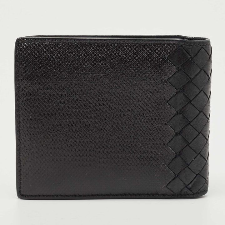 Bottega veneta Black Intrecciato Karung and Leather Bifold Wallet