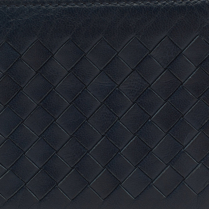 Bottega veneta Blue Intrecciato Leather Bifold Wallet