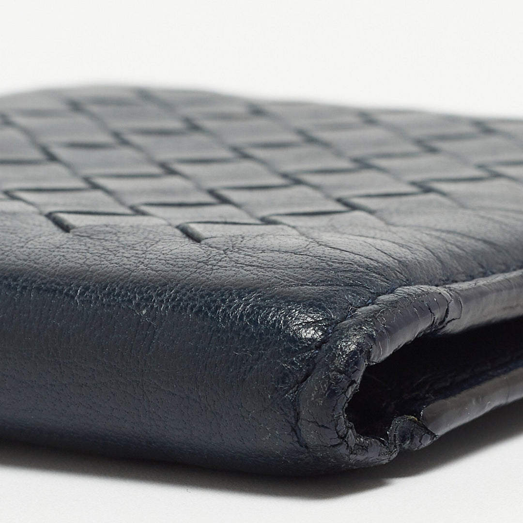 Bottega veneta Blue Intrecciato Leather Bifold Wallet