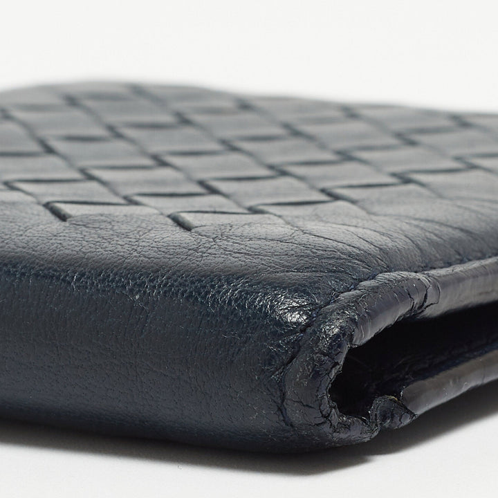 Bottega veneta Blue Intrecciato Leather Bifold Wallet