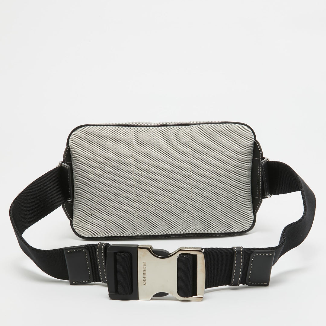 Top Quality Burberry Grey/Black Canvas and Leather West Belt Bag