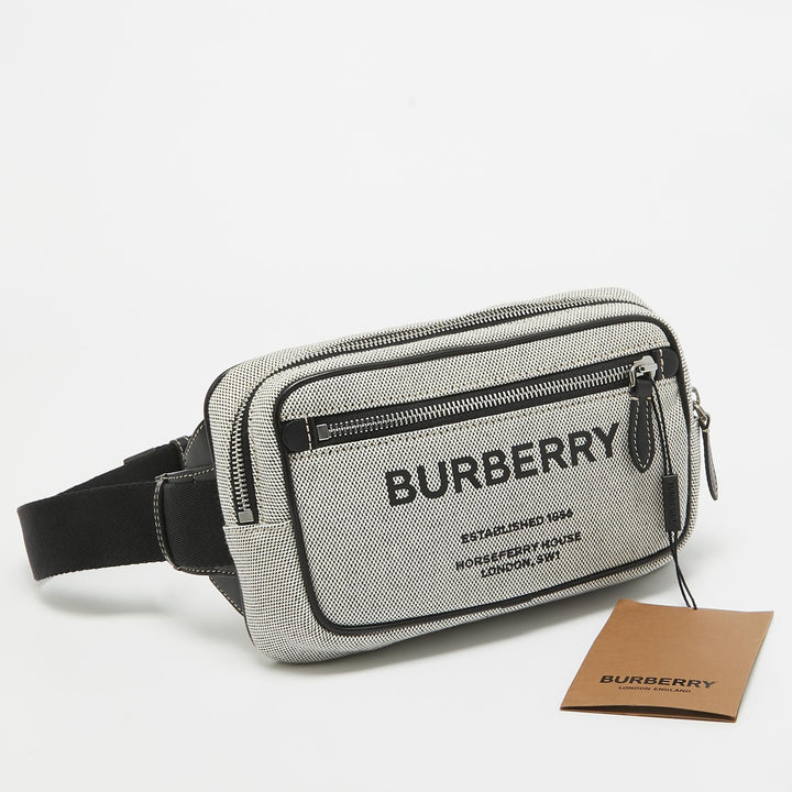 Top Quality Burberry Grey/Black Canvas and Leather West Belt Bag