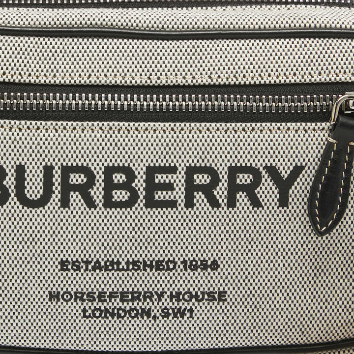 Top Quality Burberry Grey/Black Canvas and Leather West Belt Bag