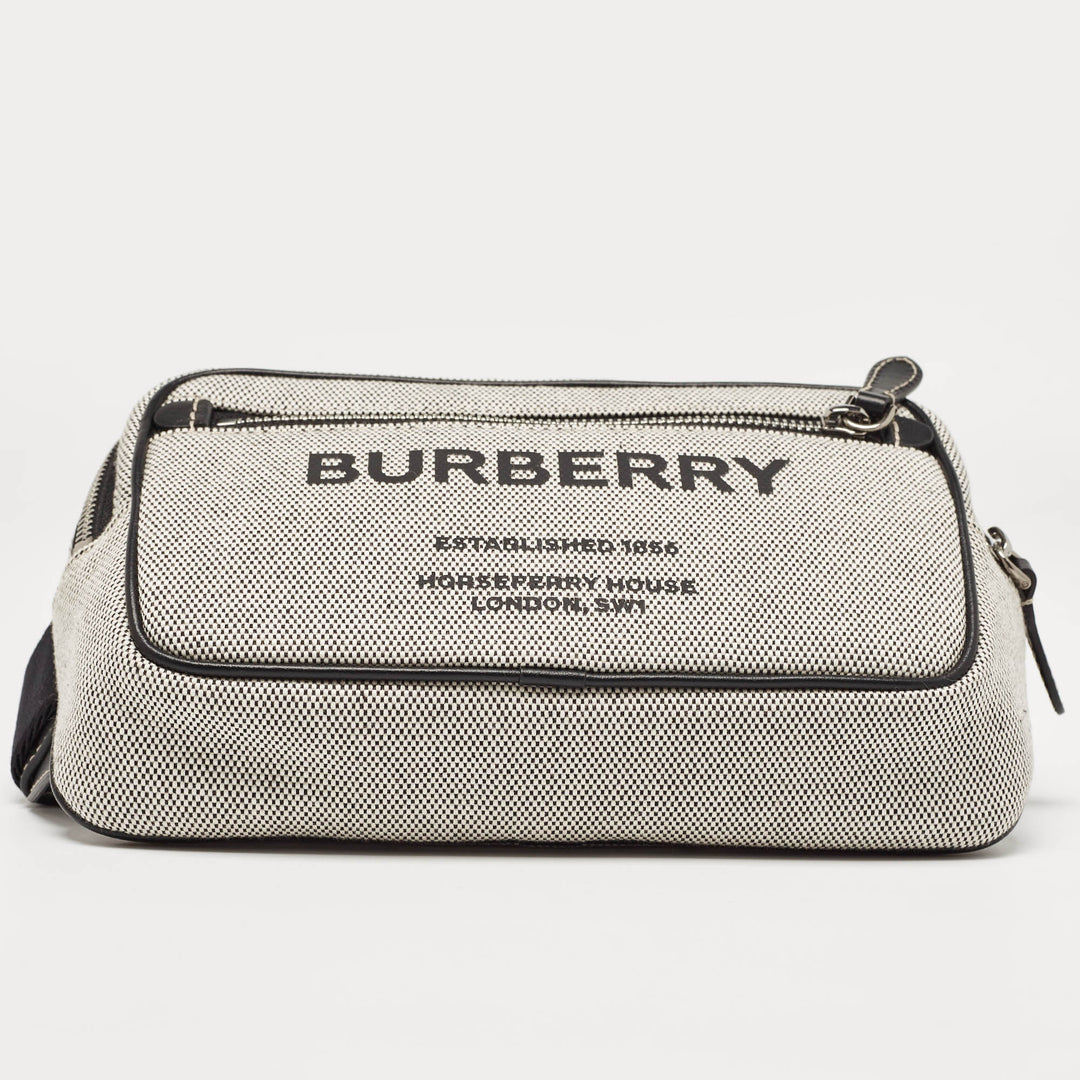 Burberry Grey/Black Canvas and Leather West Belt Bag