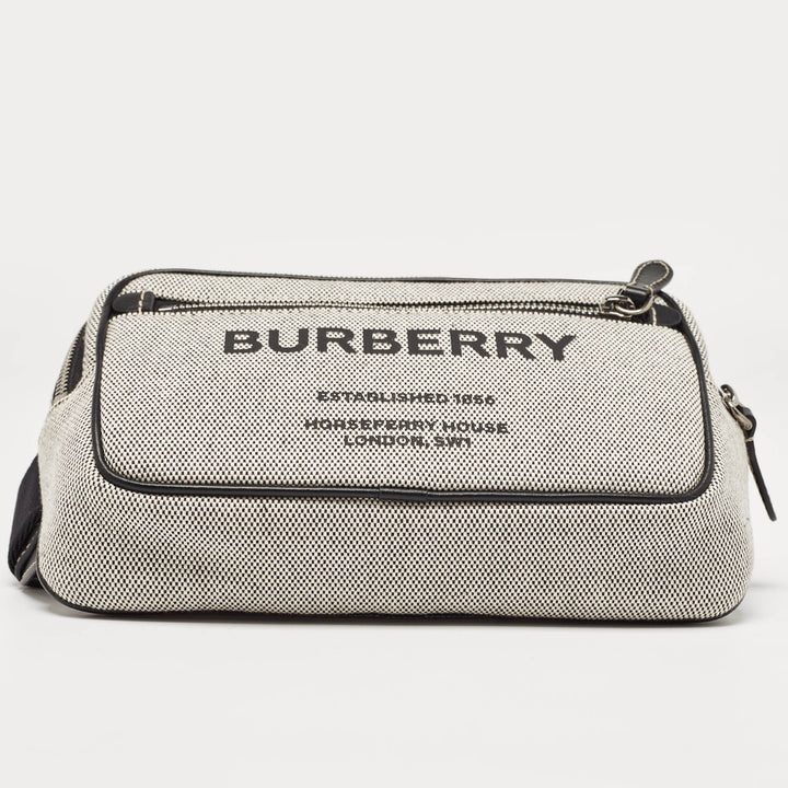 Burberry Grey/Black Canvas and Leather West Belt Bag