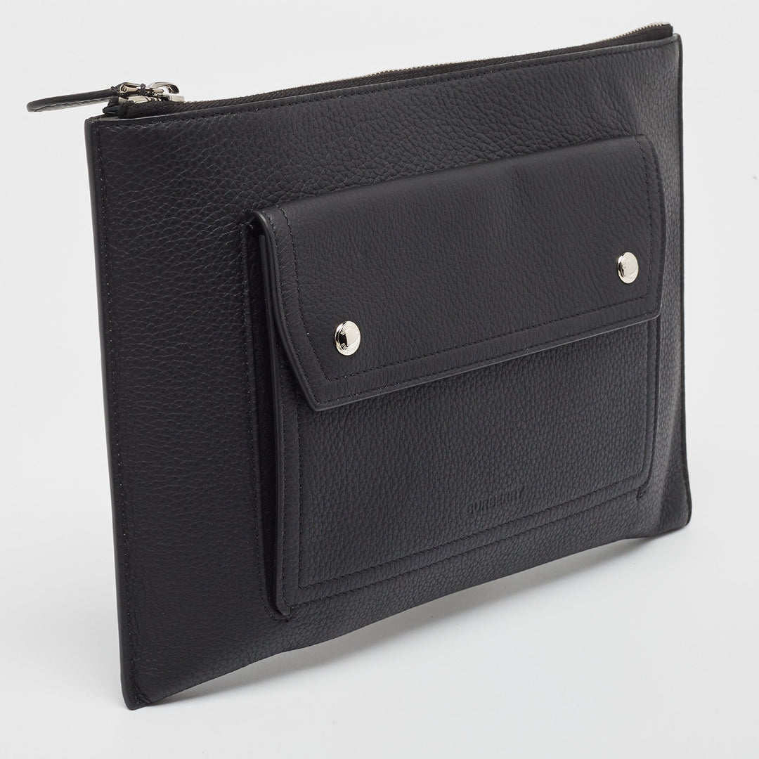 Burberry Black Leather Oscar Zip Pouch
