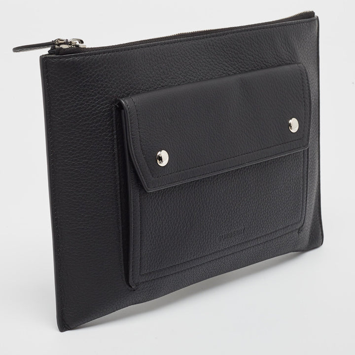 Burberry Black Leather Oscar Zip Pouch