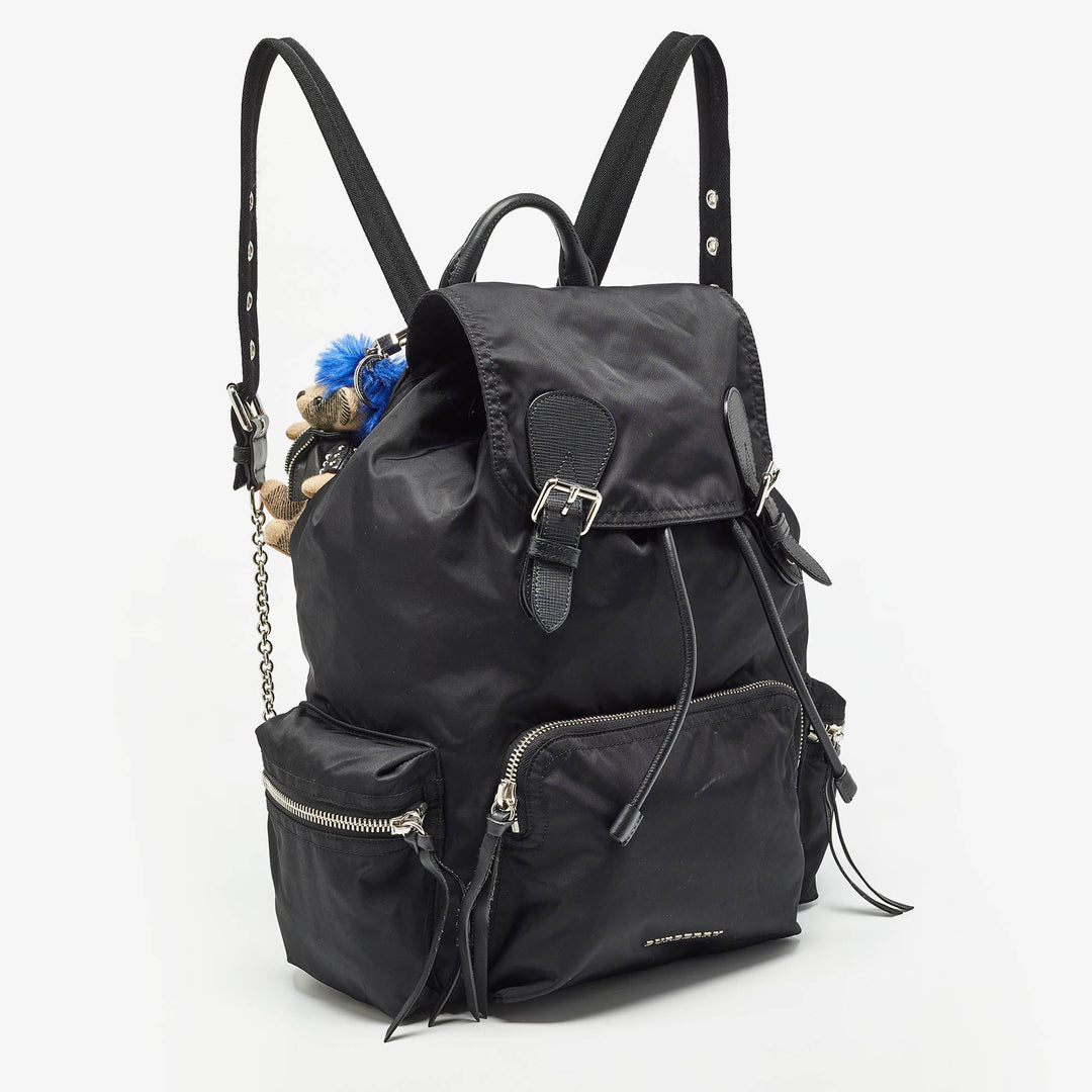 BURBERRY Black Nylon Drawstring Backpack
