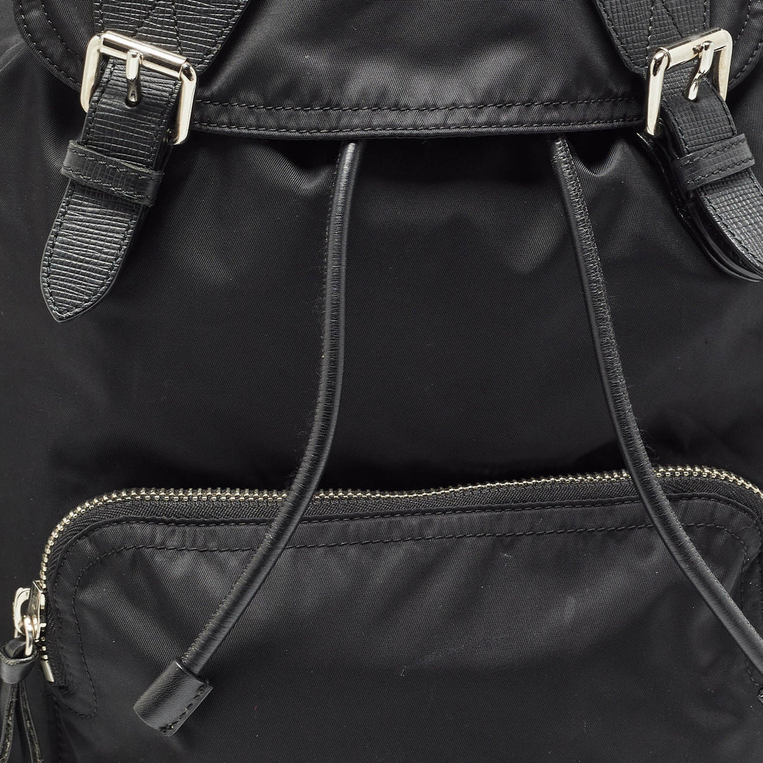 BURBERRY Black Nylon Drawstring Backpack