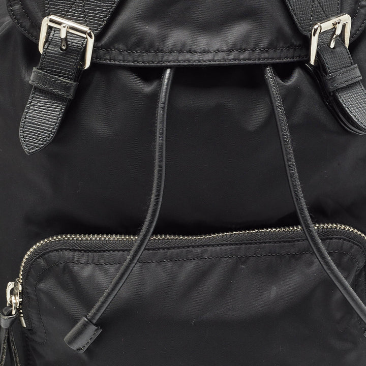 BURBERRY Black Nylon Drawstring Backpack