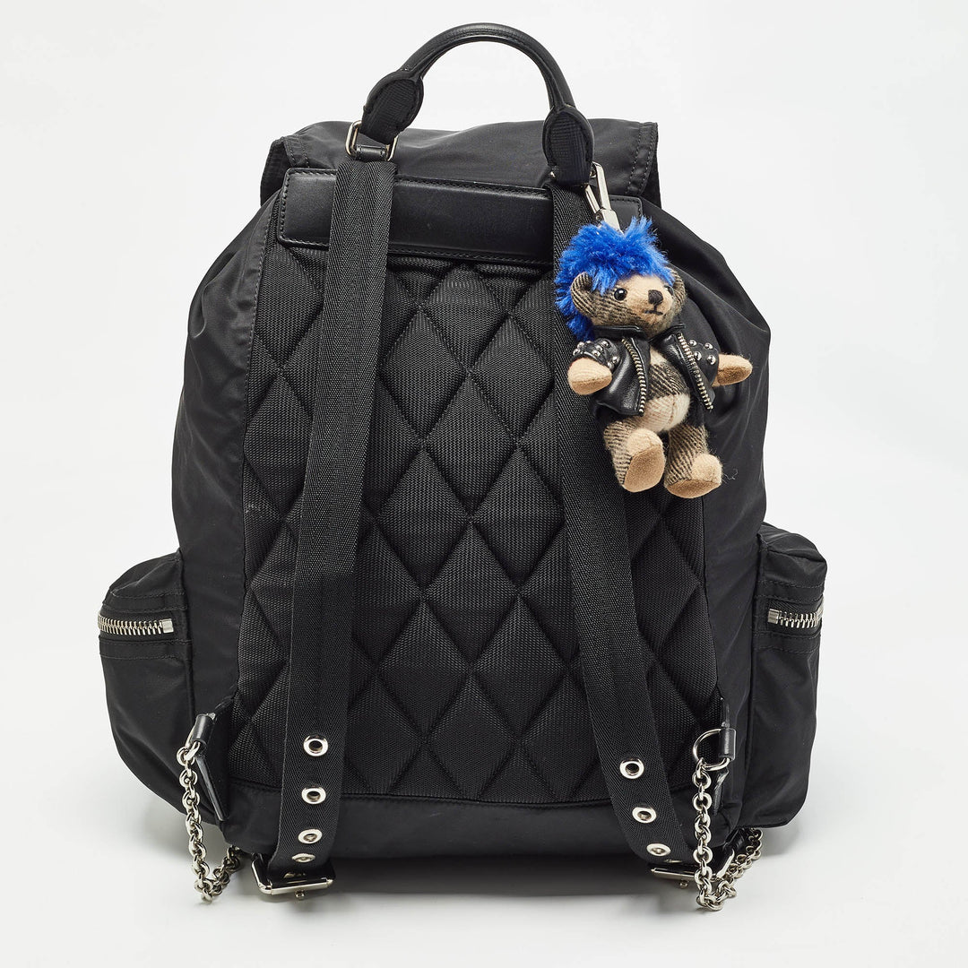 BURBERRY Black Nylon Drawstring Backpack