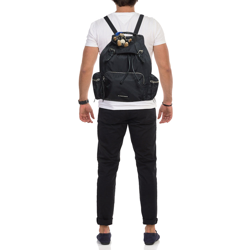 BURBERRY Black Nylon Drawstring Backpack