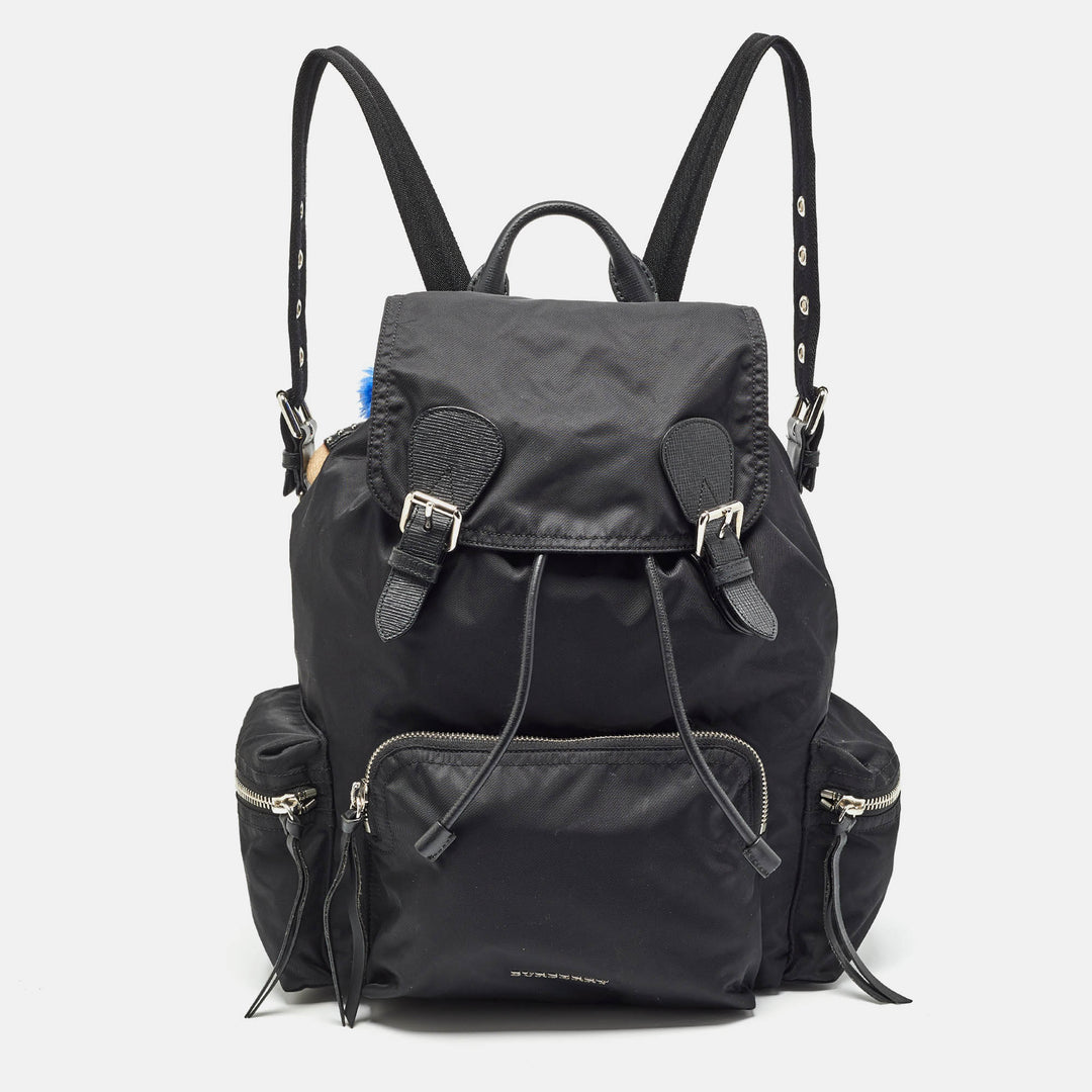 BURBERRY Black Nylon Drawstring Backpack