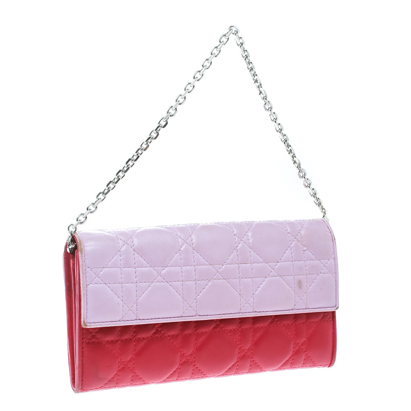 Top quality Dior Two Tone Pink Cannage Leather Lady  Rendez-Vous Wallet