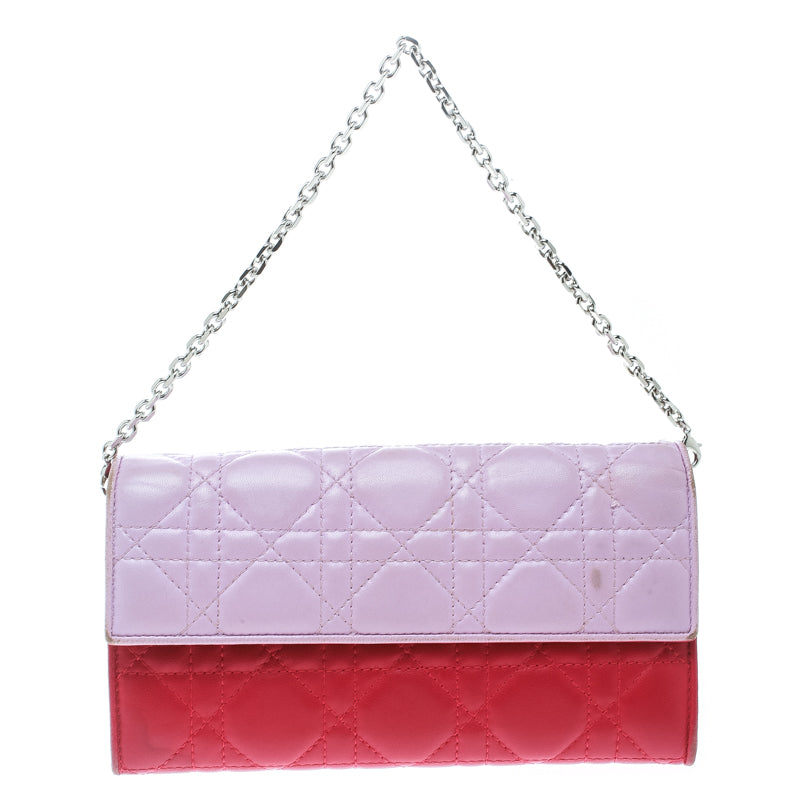 Top quality Dior Two Tone Pink Cannage Leather Lady  Rendez-Vous Wallet