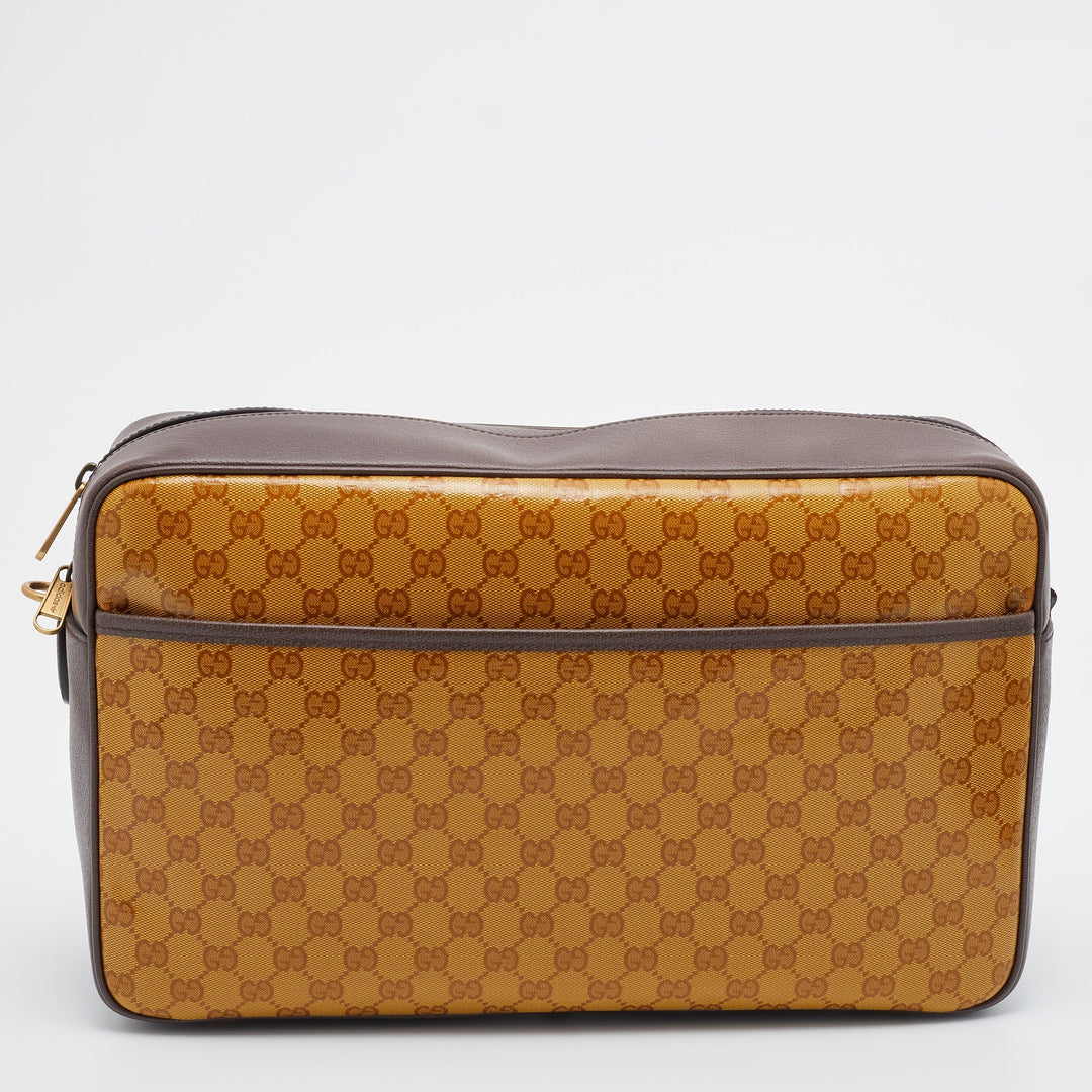 Adidas X Gucci Brown/Beige GG Crystal Canvas And Leather Medium Shoulder Bag