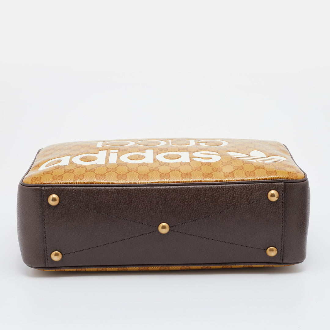 Adidas X Gucci Brown/Beige GG Crystal Canvas And Leather Medium Shoulder Bag