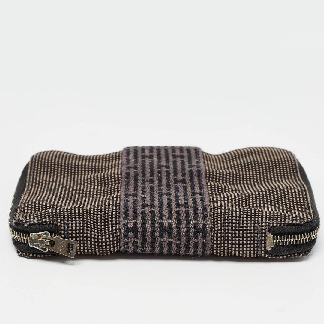 Premium Handmade Hermes Grey Canvas Herline Zip Wallet