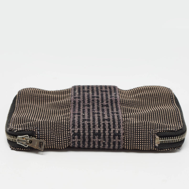 Premium Handmade Hermes Grey Canvas Herline Zip Wallet