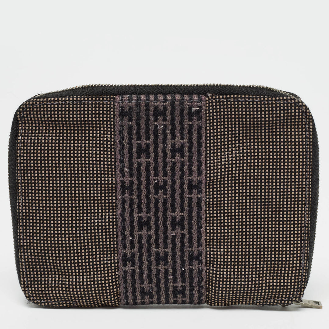 Premium Handmade Hermes Grey Canvas Herline Zip Wallet