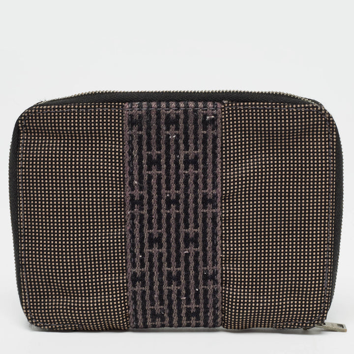 Premium Handmade Hermes Grey Canvas Herline Zip Wallet