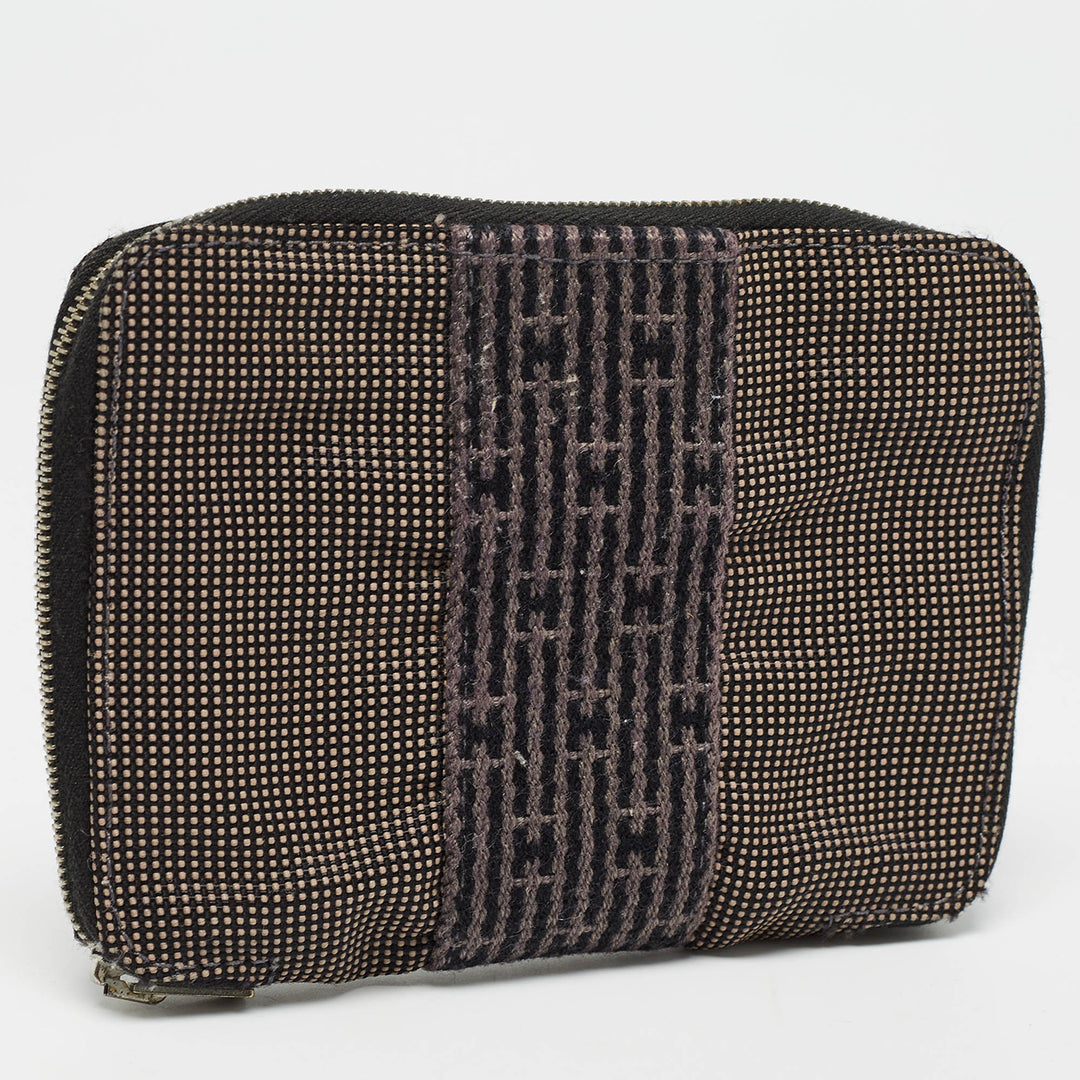Premium Handmade Hermes Grey Canvas Herline Zip Wallet