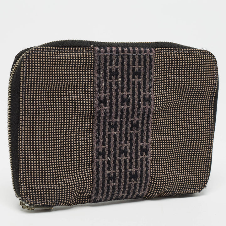 Premium Handmade Hermes Grey Canvas Herline Zip Wallet