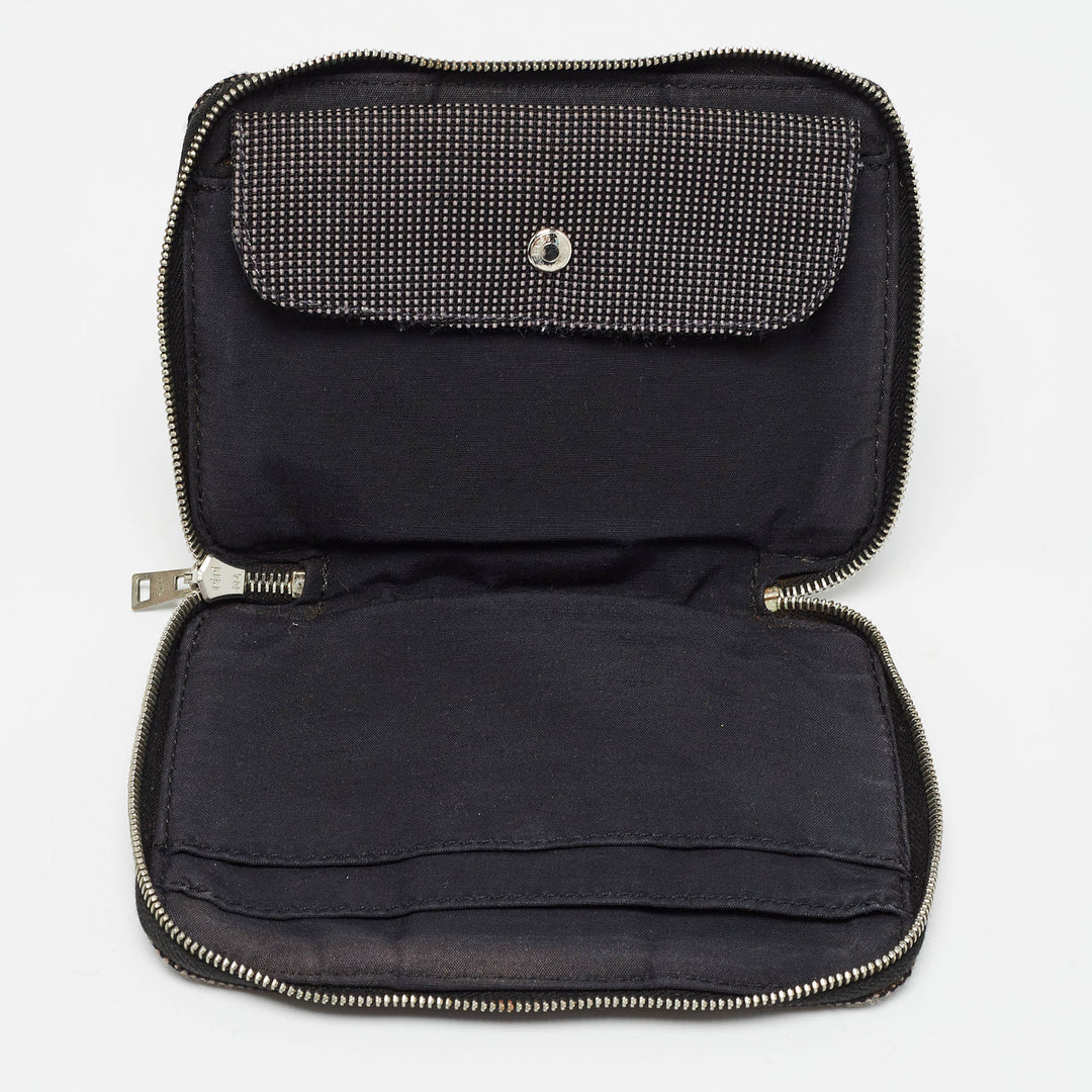Premium Handmade Hermes Grey Canvas Herline Zip Wallet