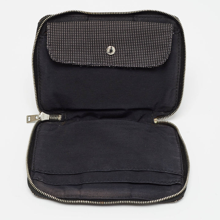Premium Handmade Hermes Grey Canvas Herline Zip Wallet
