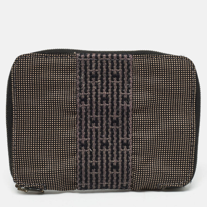HERMES Grey Canvas Herline Zip Wallet
