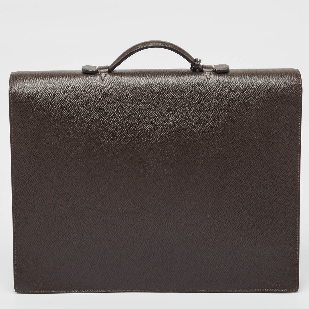 Premium Handmade Hermes Ebene/Vert Verone Epsom Leather Sac a Depeches 38 Briefcase