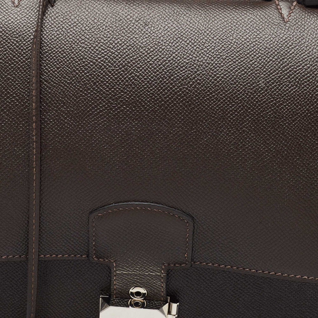 Premium Handmade Hermes Ebene/Vert Verone Epsom Leather Sac a Depeches 38 Briefcase