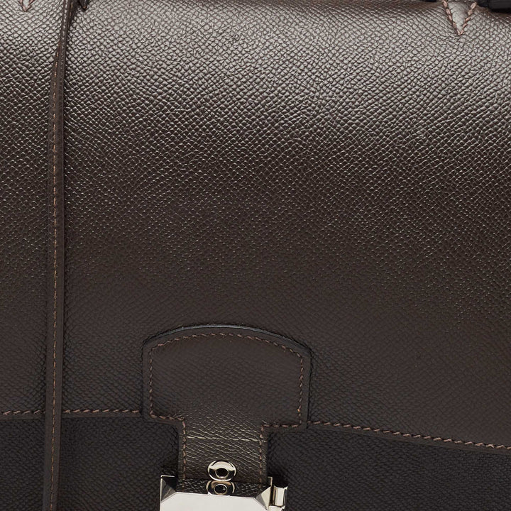 Premium Handmade Hermes Ebene/Vert Verone Epsom Leather Sac a Depeches 38 Briefcase