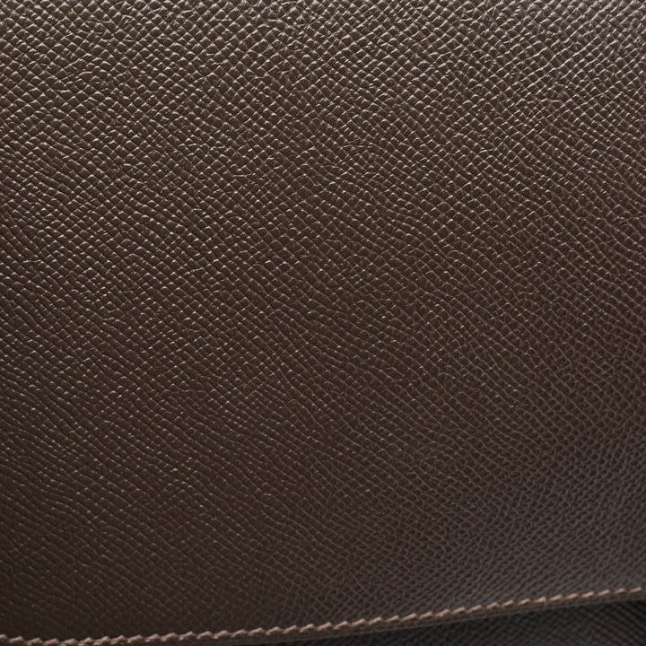 Premium Handmade Hermes Ebene/Vert Verone Epsom Leather Sac a Depeches 38 Briefcase